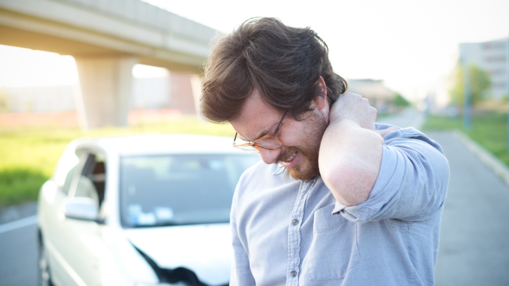 man has injured his neck