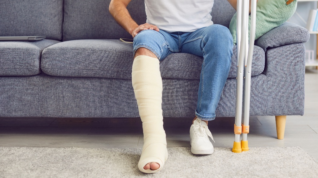 Person with broken leg