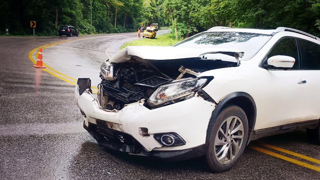 What Are A Passenger’s Rights After An Indiana Car Accident - Kaushal Law LLC Front of car smashed