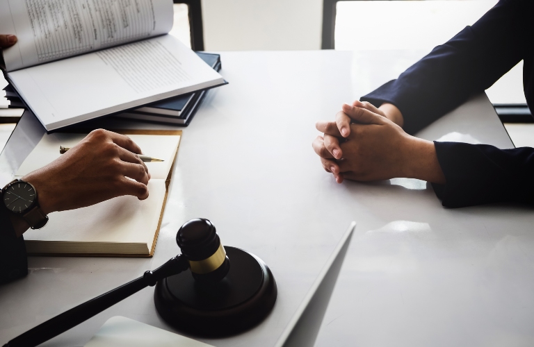 lawyer consulting client